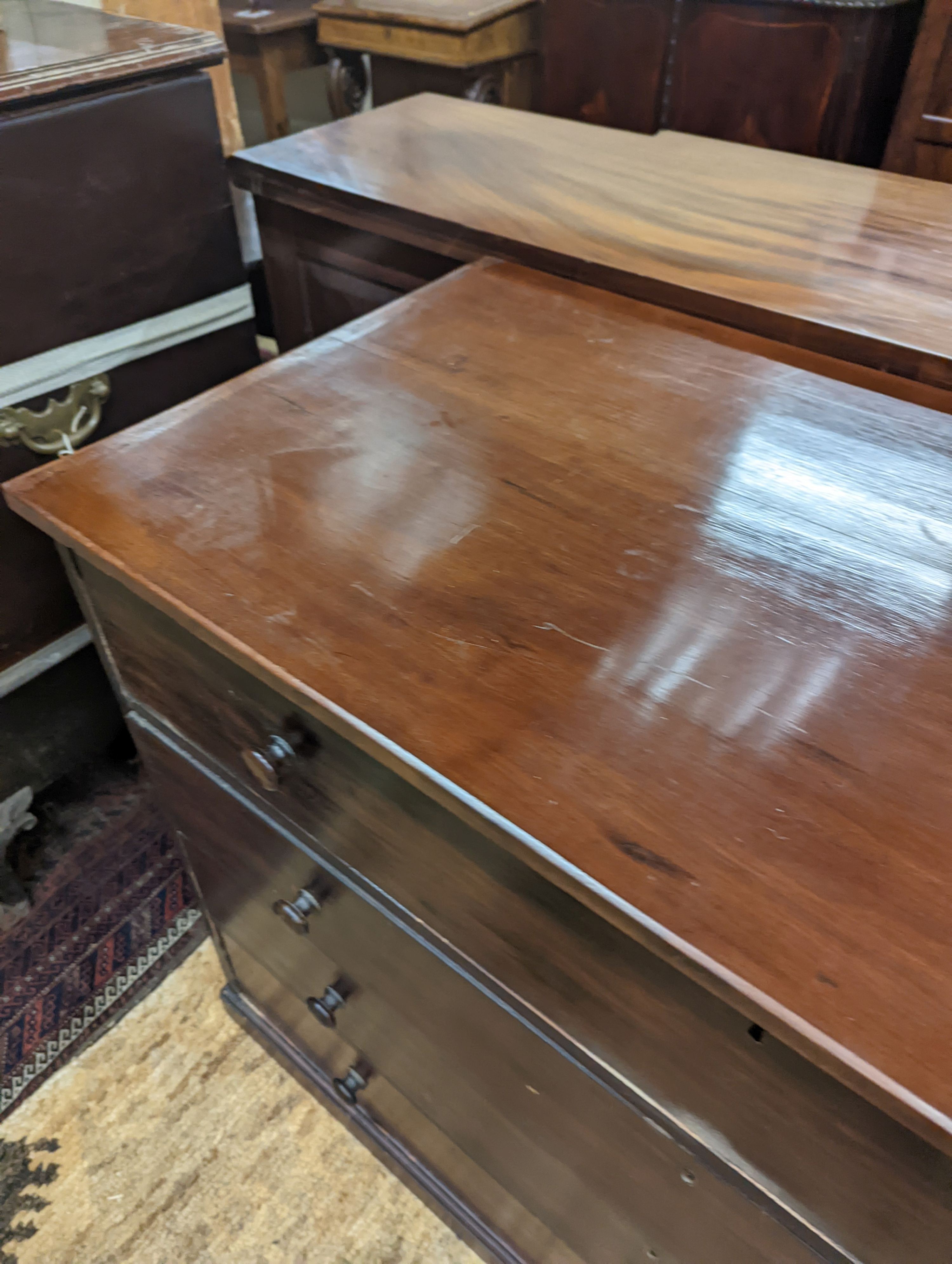 A Victorian and later four drawer chest, width 118cm, depth 55cm, height 86cm